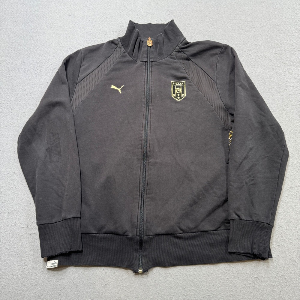 Puma FIGC Track Jacket Men's Large Black Italia Football National Team Athletic